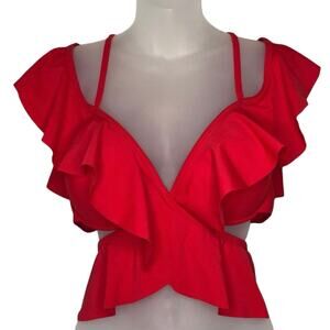 Ruffled strappy crisscross bikini summer halter top